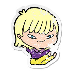 distressed sticker of a cartoon woman