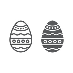 Easter egg line and glyph icon, decoration and easter, ornamented egg sign, vector graphics, a linear pattern on a white background.