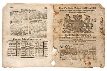 Old British Trade Newspaper dated 1773