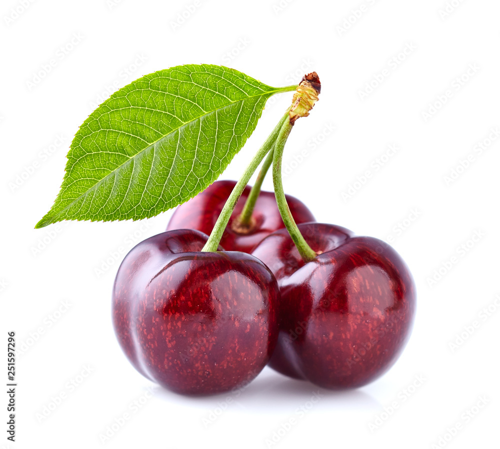 Wall mural Sweet cherry with leaf