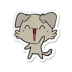 sticker of a happy little dog cartoon