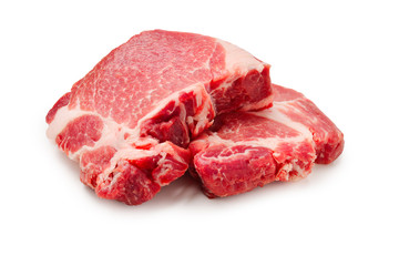 Raw pork isolated on white background.