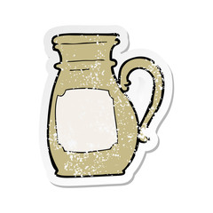 retro distressed sticker of a cartoon jug