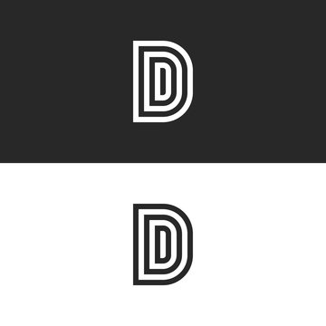 Initials DDD letters monogram or D logo design. Luxury linear black and white creative minimalist style emblem.