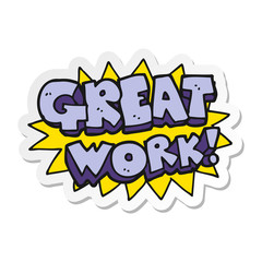 sticker of a cartoon great work symbol