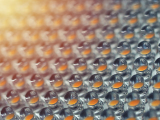 Close up on a grid of an LED array