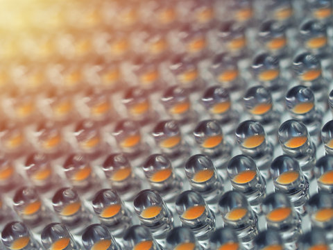 Close up on a grid of an LED array