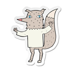 sticker of a cartoon wolf