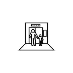 in elevator, man, boy icon. Element of situation in elevator icon. Premium quality graphic design icon. Signs and symbols collection icon