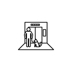 in elevator, dog icon. Element of situation in elevator icon. Premium quality graphic design icon. Signs and symbols collection icon