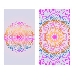 Modern Vector Template With Tribal Mandalas. For Brochure, Flyer, Cover, Magazine. Rainbow color