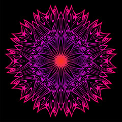 Modern Decorative Cicle Shapes. Floral Mandala. Vector Illustration. Black, red purple color