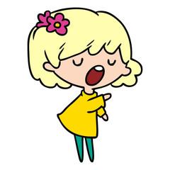 cartoon of a cute kawaii girl