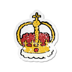 retro distressed sticker of a cartoon crown