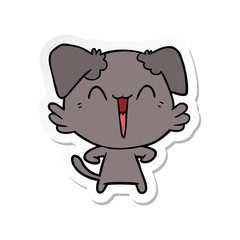 sticker of a happy little dog cartoon
