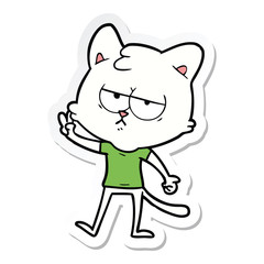 sticker of a bored cartoon cat