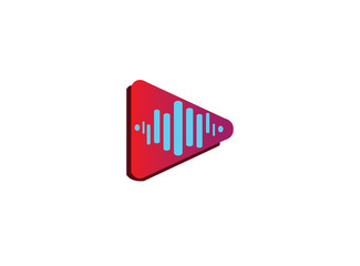 Play icon with sound Frequencies for logo design