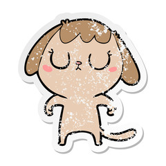 distressed sticker of a cute cartoon dog