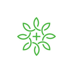 plus medical leaf swirl logo