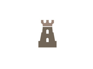 Old castle tower with big door in windows for logo design illustration