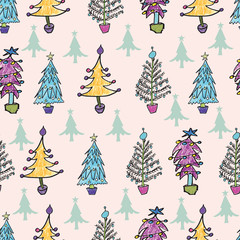 Seamless Pattern with Christmas Trees