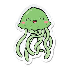 sticker of a cute cartoon jellyfish