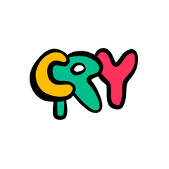 Cry hand drawn lettering cartoon minimalism colorful