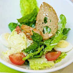 fresh delicious salad with croutons