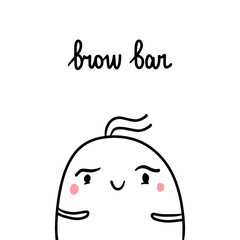 Brow bar hand drawn illustration with cute marshmallow