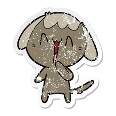 distressed sticker of a cute cartoon dog