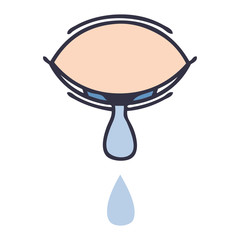 flat color retro cartoon crying eye