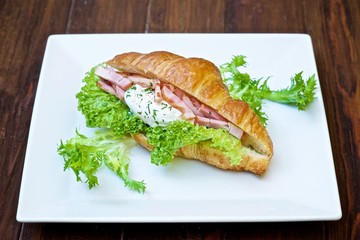 morning delicious ham sandwich