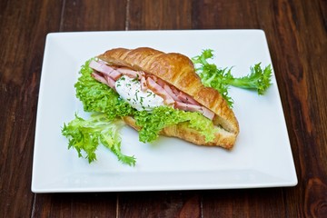 morning delicious ham sandwich