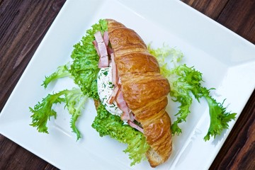 morning delicious ham sandwich