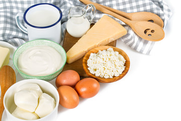 dairy products isolated on white background