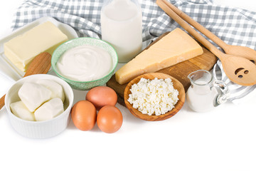 Obraz na płótnie Canvas dairy products isolated on white background
