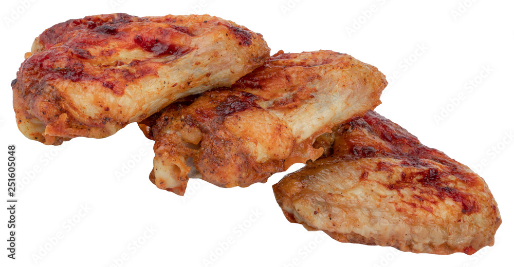 Wall mural Grilled chicken wings isolated on white background