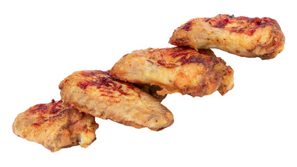 Grilled chicken wings isolated on white background