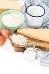 dairy products isolated on white background