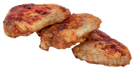 Grilled chicken wings isolated on white background