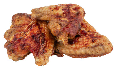 Grilled chicken wings isolated on white background