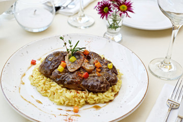 risotto with herbs and meat