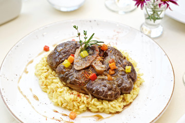 risotto with herbs and meat
