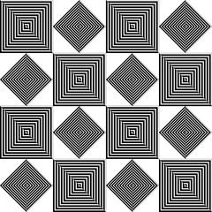 Abstract Geometric black and white square background.