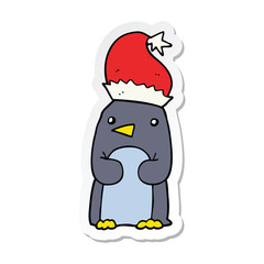 sticker of a cute christmas penguin