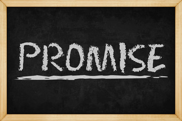 PROMISE chalk text with hand drawn style on blackboard , Concept design for presentations and reports