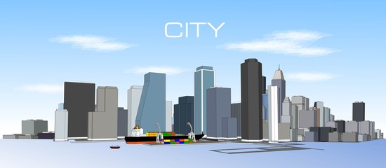 Vector city and harbor