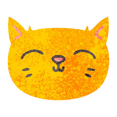 quirky retro illustration style cartoon cat face