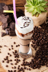 Chocolate frappe with whipped cream