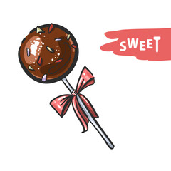 Chocolate Cake Pop Hand Drawn Vector Illustration